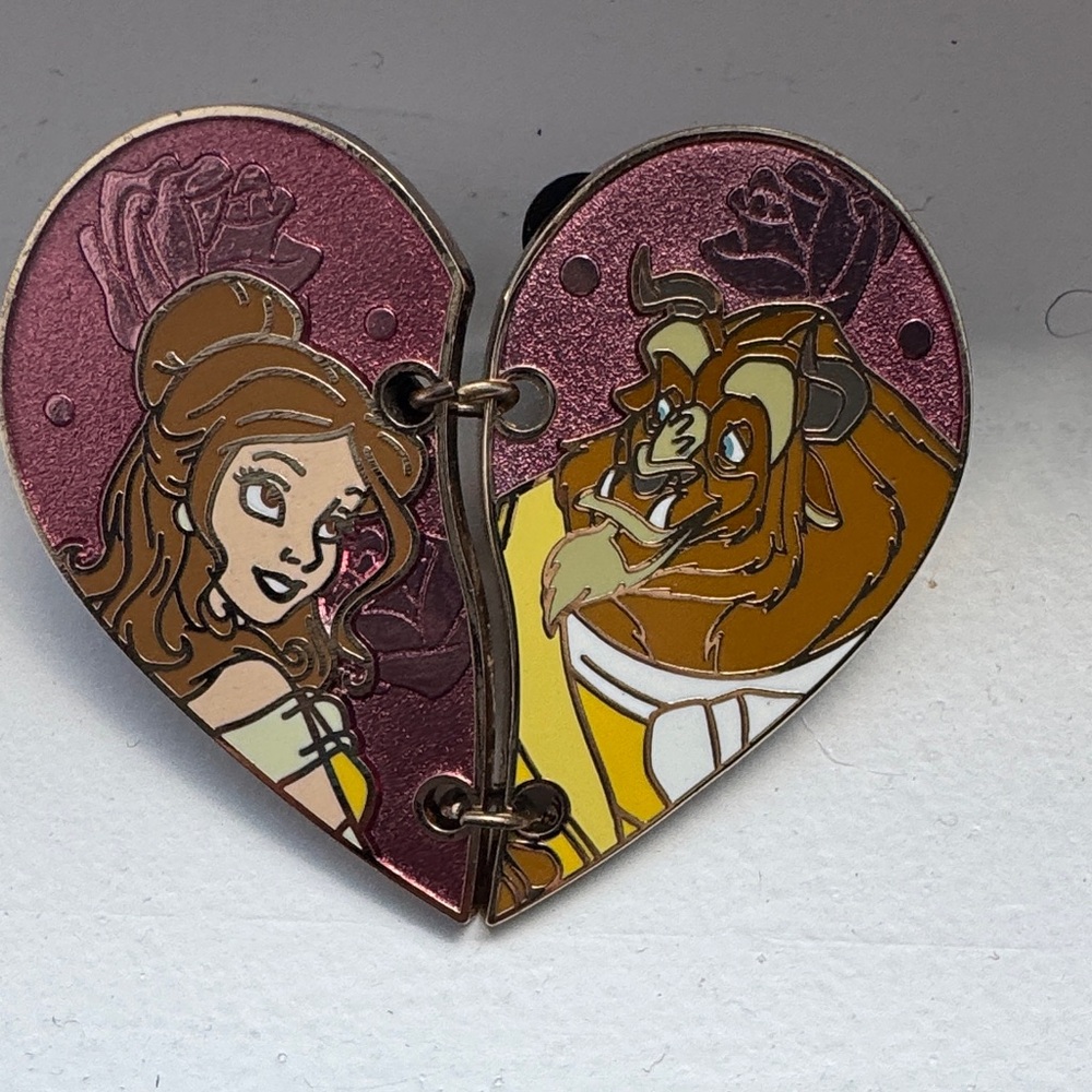 Disney Beauty and the Beast Split Heart Collector Pin - Belle & Beast